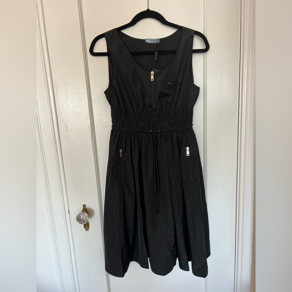 PRADA NYLON DRAWSTRING DRESS